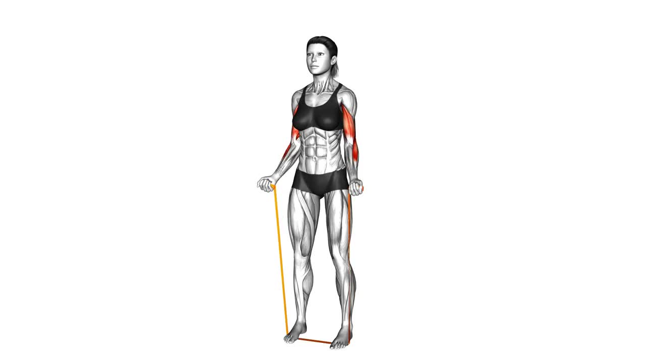 Resistance Band Bicep Curl form demonstration