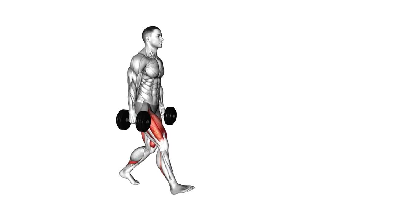 Dumbbell Walking Lunge form demonstration
